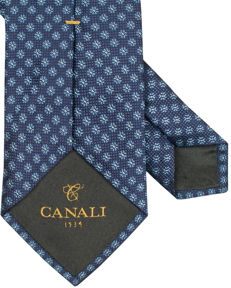 Herre | Canali Silk Woven Flower 8 cm Tie Navy | Canali | Silk Woven Flower 8 cm Tie Navy