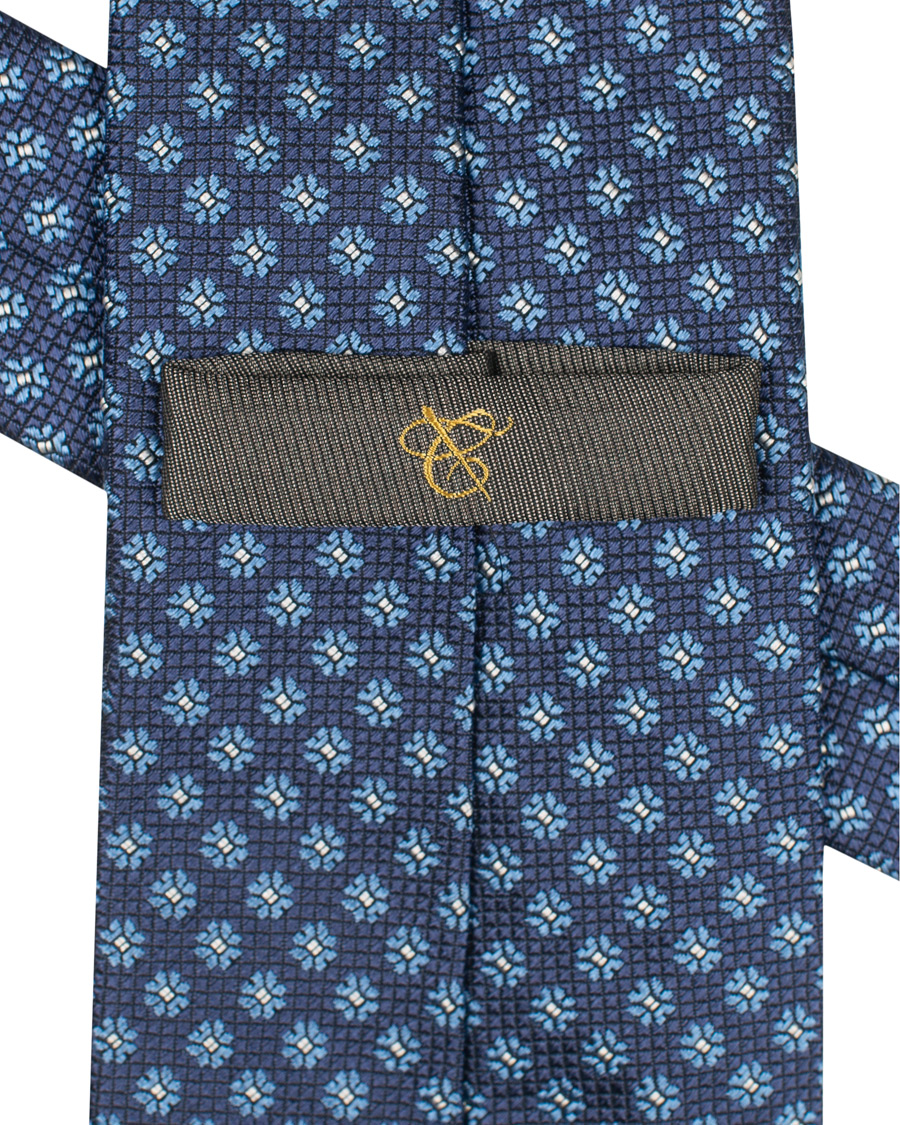 Herre | Canali Silk Woven Flower 8 cm Tie Navy | Canali | Silk Woven Flower 8 cm Tie Navy