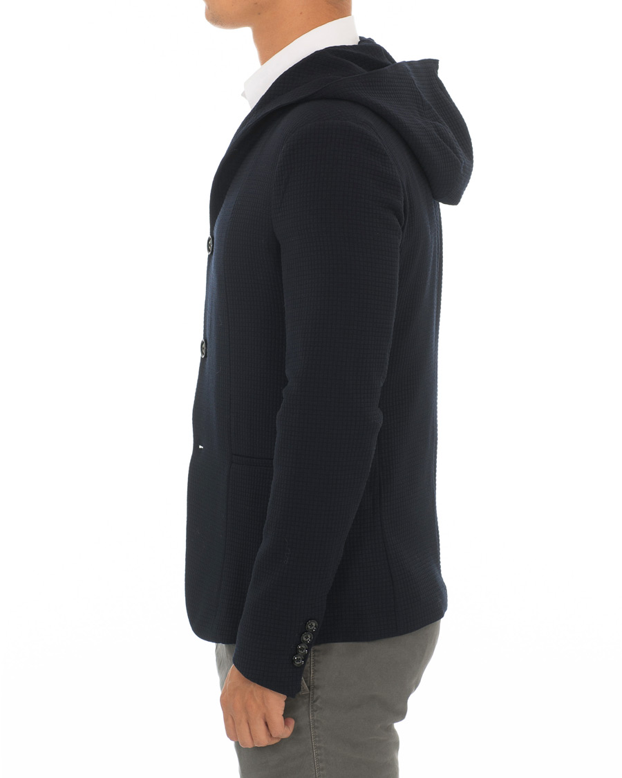 Herre | Dressjakker | Emporio Armani | Structured Knitted Blazer Hoodie Navy