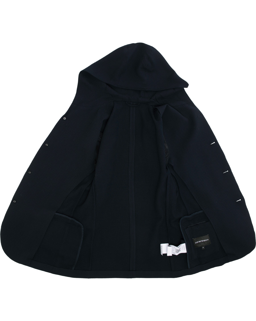 Herre | Dressjakker | Emporio Armani | Structured Knitted Blazer Hoodie Navy