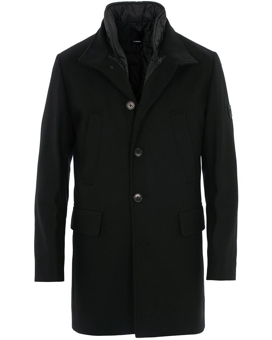 Herre | Jakker | J.Lindeberg | Kali Compact Melton Stand Up Collar Coat Black