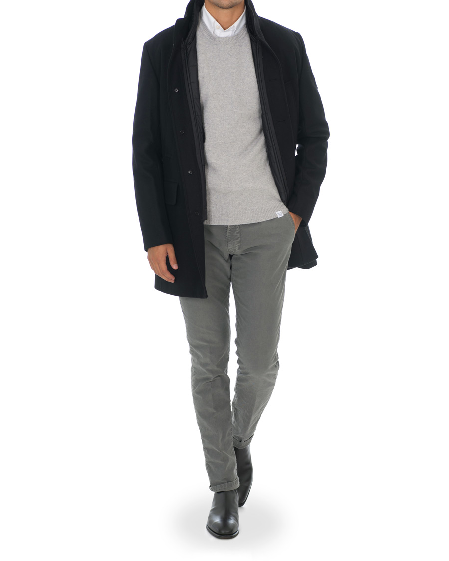 Herre | Jakker | J.Lindeberg | Kali Compact Melton Stand Up Collar Coat Black