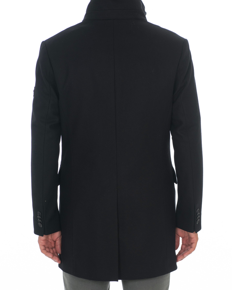 Herre | Jakker | J.Lindeberg | Kali Compact Melton Stand Up Collar Coat Black
