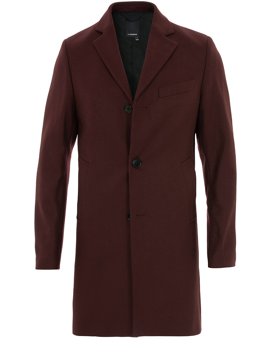 Herre | Jakker | J.Lindeberg | Wolger Compact Melton Coat Wine Red
