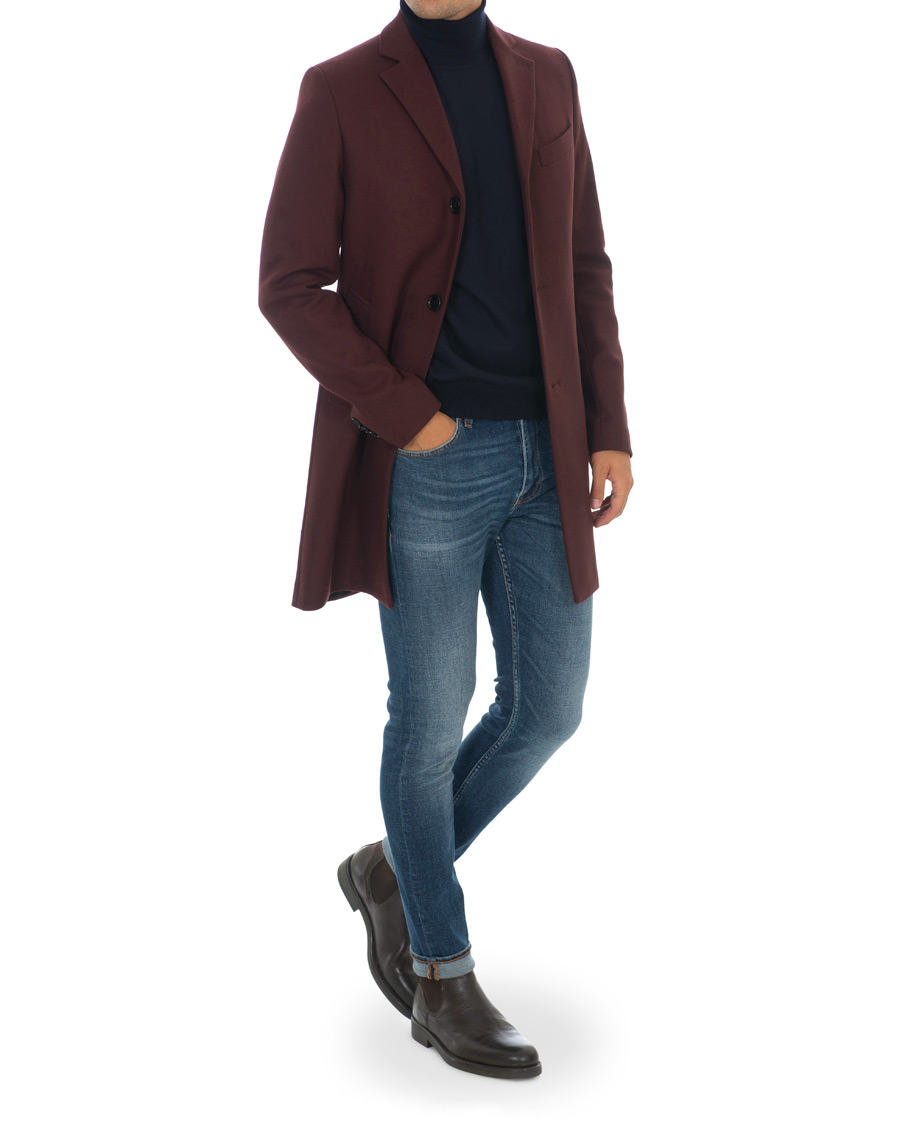 Herre | Jakker | J.Lindeberg | Wolger Compact Melton Coat Wine Red
