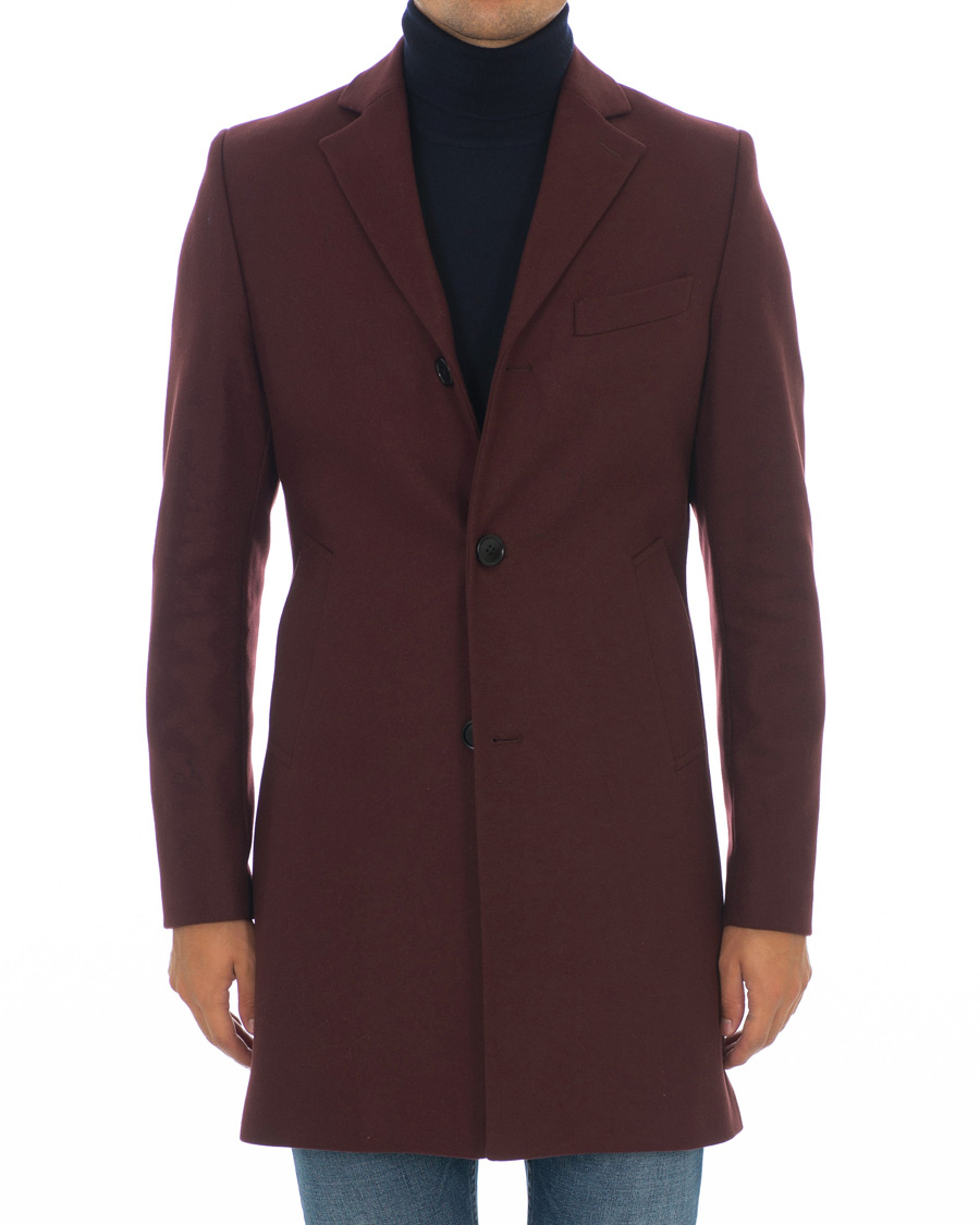Herre | Jakker | J.Lindeberg | Wolger Compact Melton Coat Wine Red