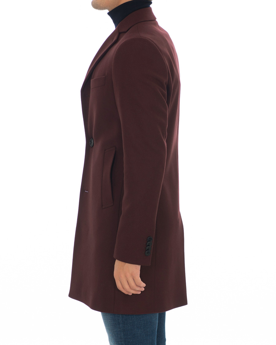 Herre | Jakker | J.Lindeberg | Wolger Compact Melton Coat Wine Red