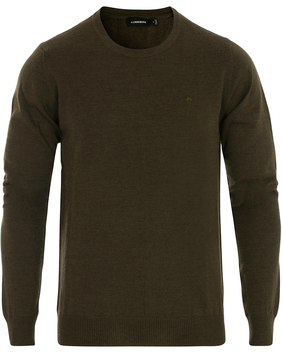 Herre | Gensere | J.Lindeberg | Lyle True Merino Crew Neck Pullover Green