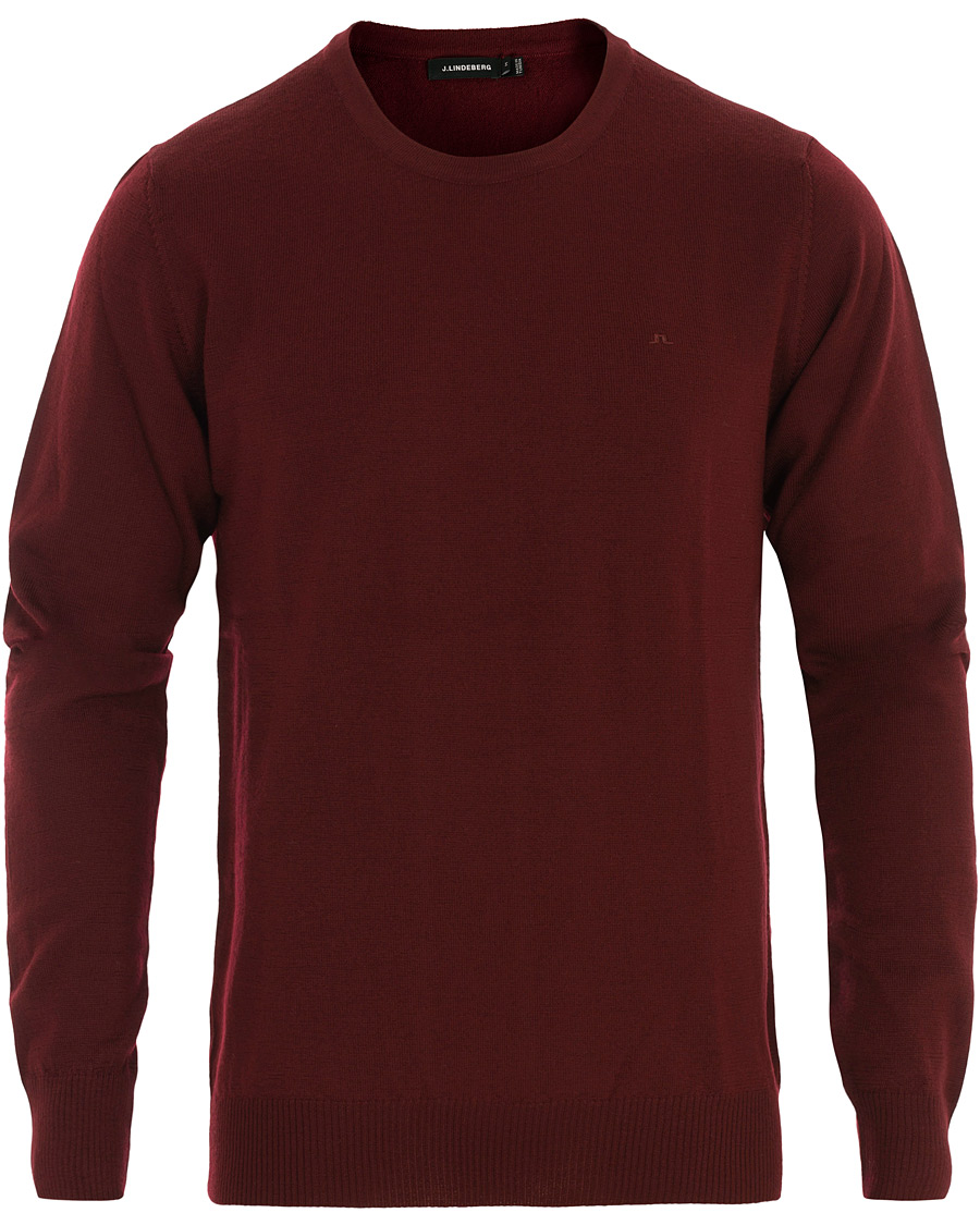 Herre | Gensere | J.Lindeberg | Lyle True Merino Crew Neck Pullover Wine Red