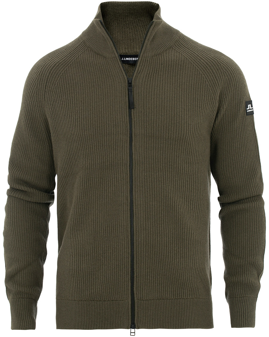 Herre | Gensere | J.Lindeberg | Carlo Cotton/Wool Full Zip Green