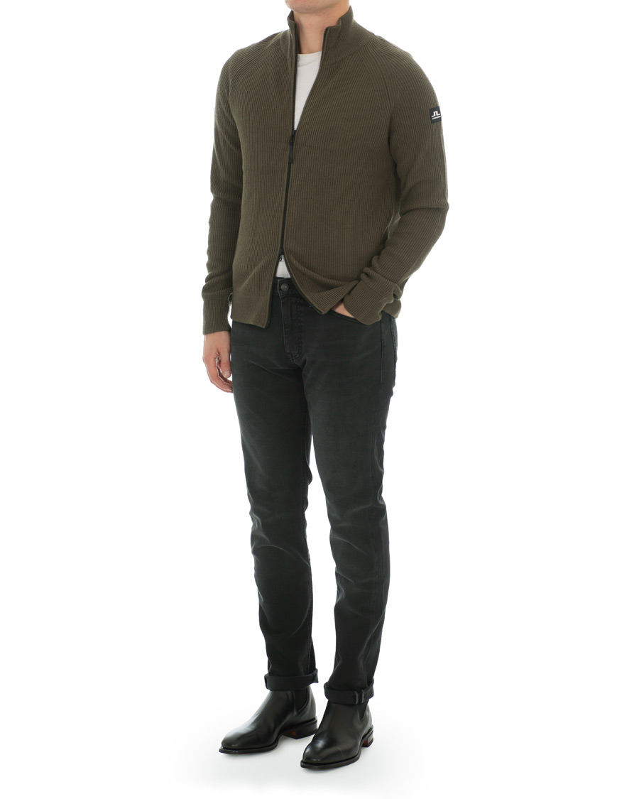 Herre | Gensere | J.Lindeberg | Carlo Cotton/Wool Full Zip Green