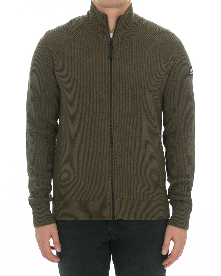 Herre | Gensere | J.Lindeberg | Carlo Cotton/Wool Full Zip Green