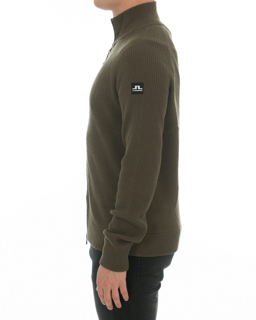 Herre | Gensere | J.Lindeberg | Carlo Cotton/Wool Full Zip Green