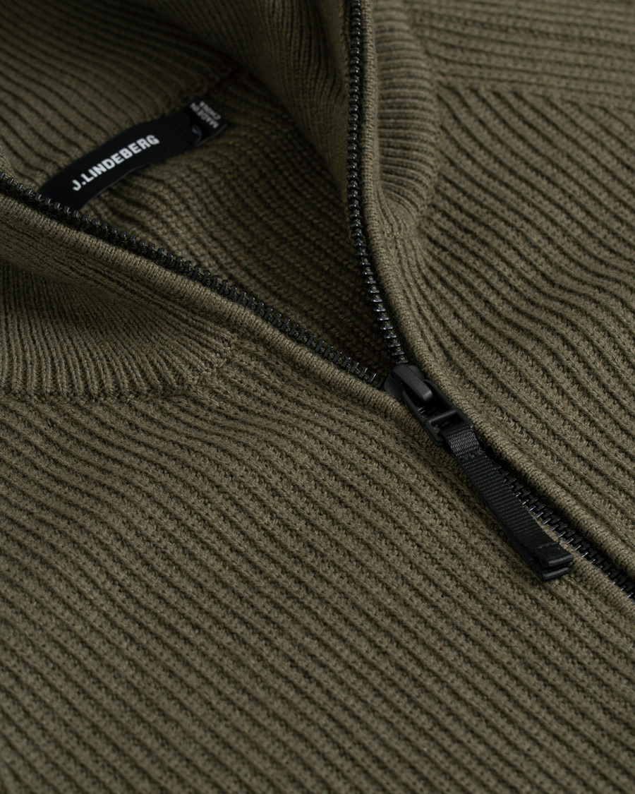 Herre | Gensere | J.Lindeberg | Carlo Cotton/Wool Full Zip Green