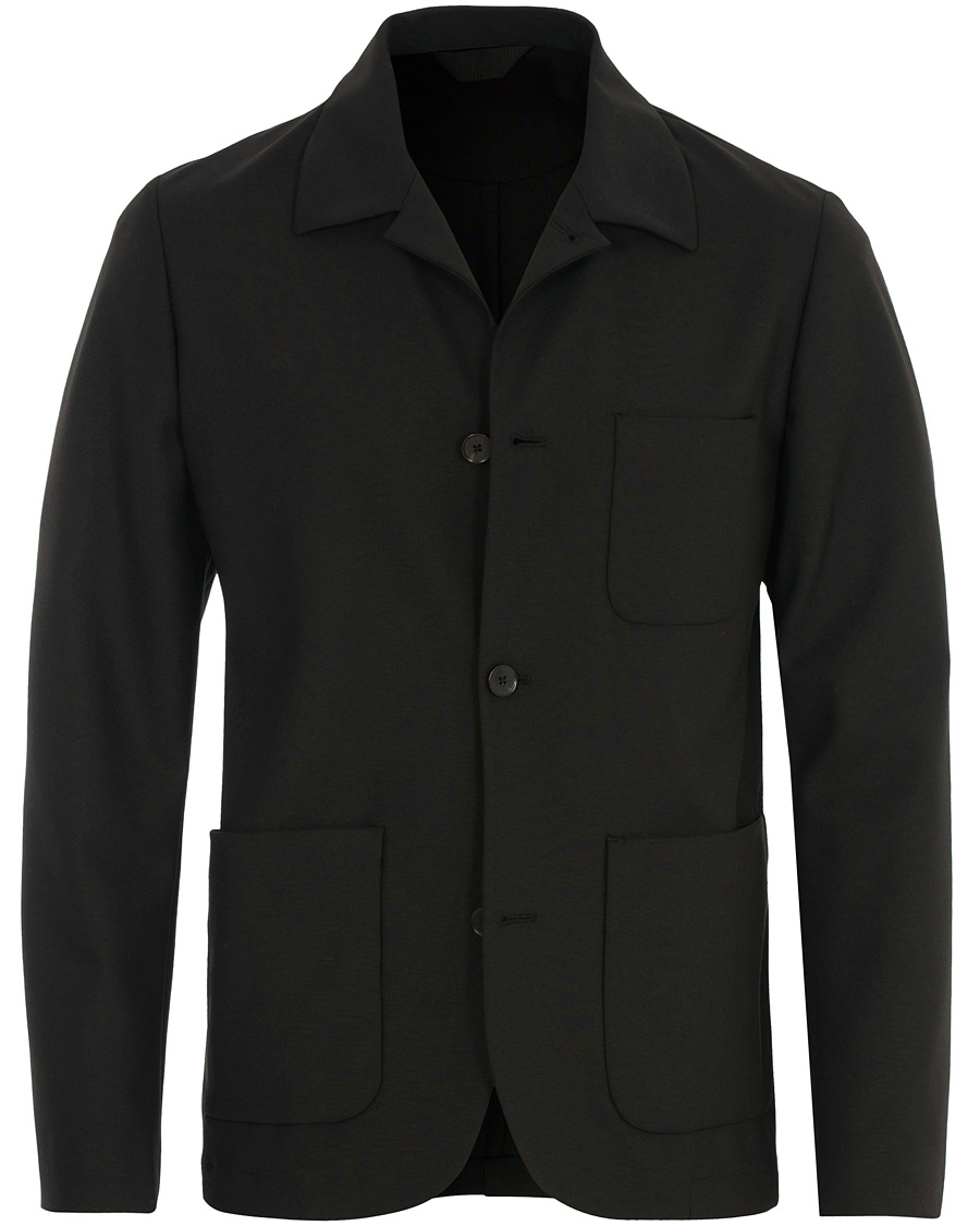 Herre | Skjorter | J.Lindeberg | Oxford Sport Stretch Wool Overshirt Black
