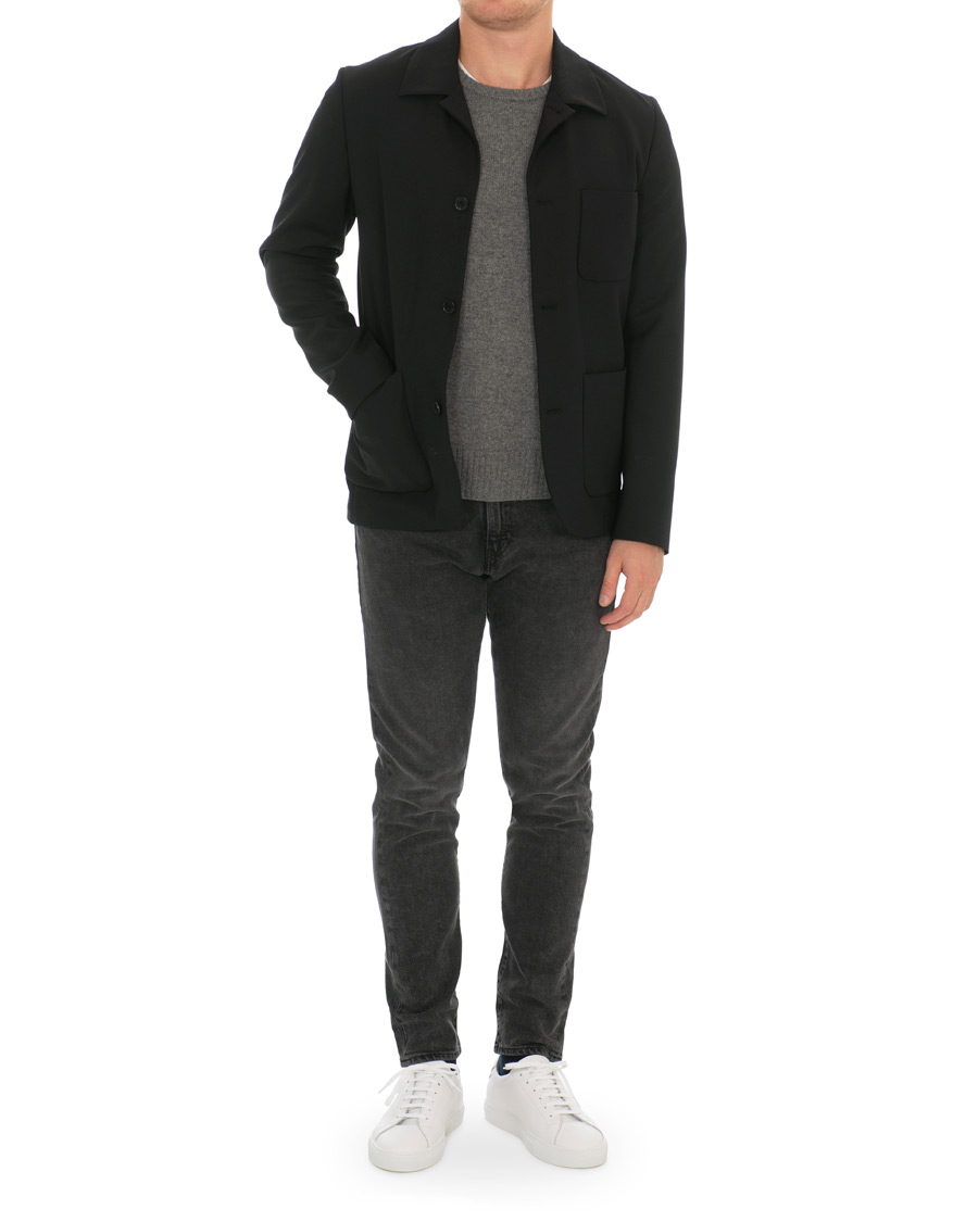 Herre | Skjorter | J.Lindeberg | Oxford Sport Stretch Wool Overshirt Black