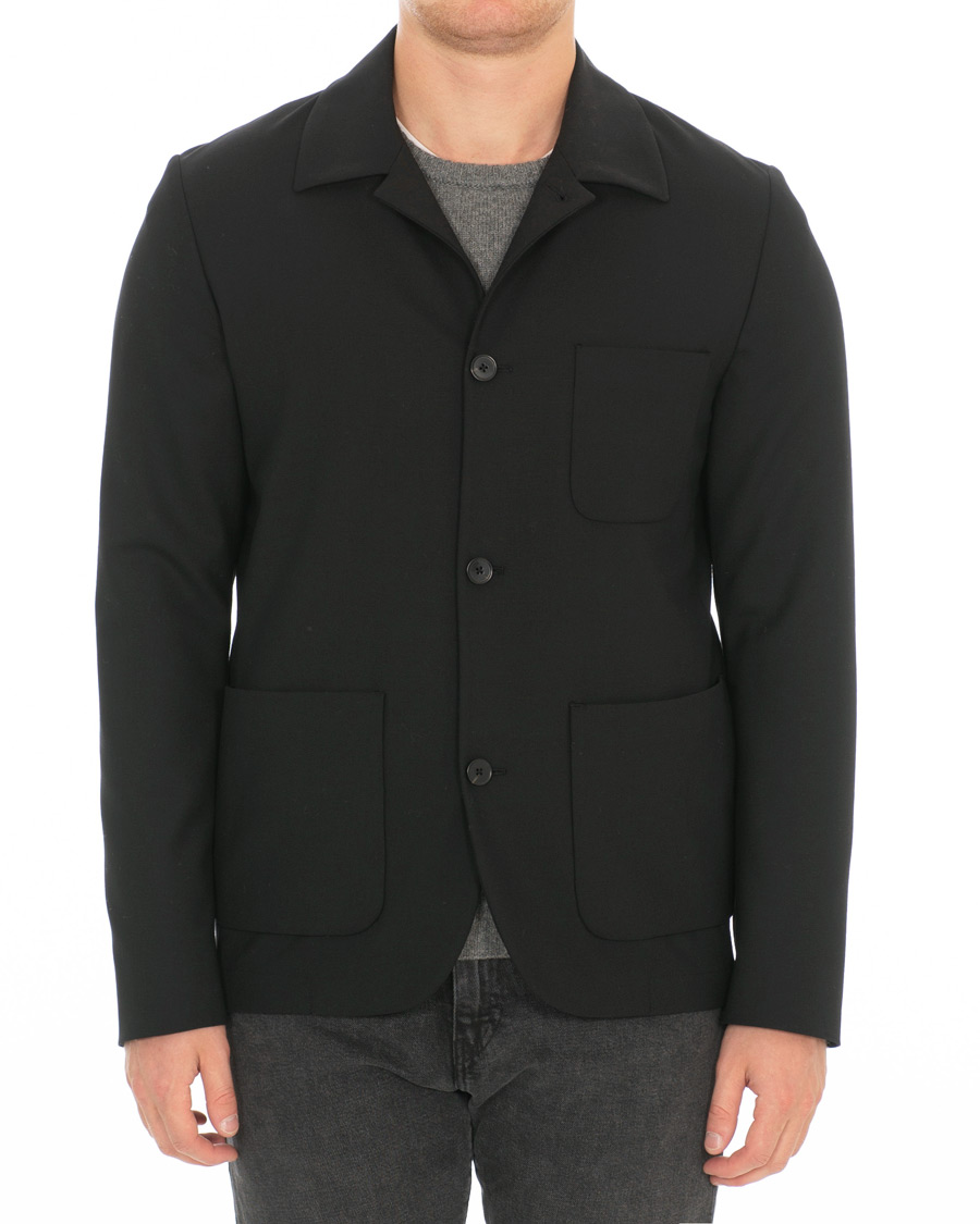 Herre | Skjorter | J.Lindeberg | Oxford Sport Stretch Wool Overshirt Black