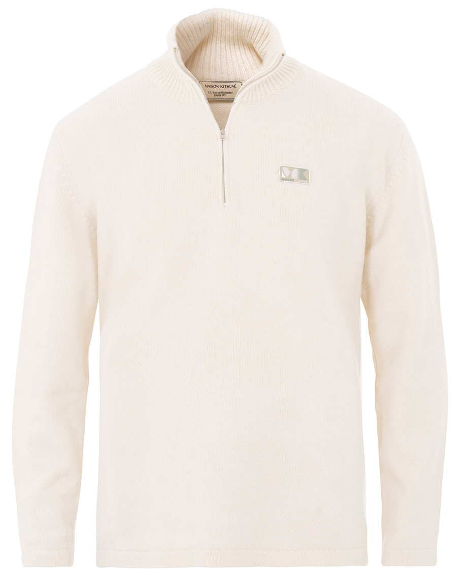 Herre | Gensere | Maison Kitsuné | Wool/Cashmere Zip Collar Pullover Ecru
