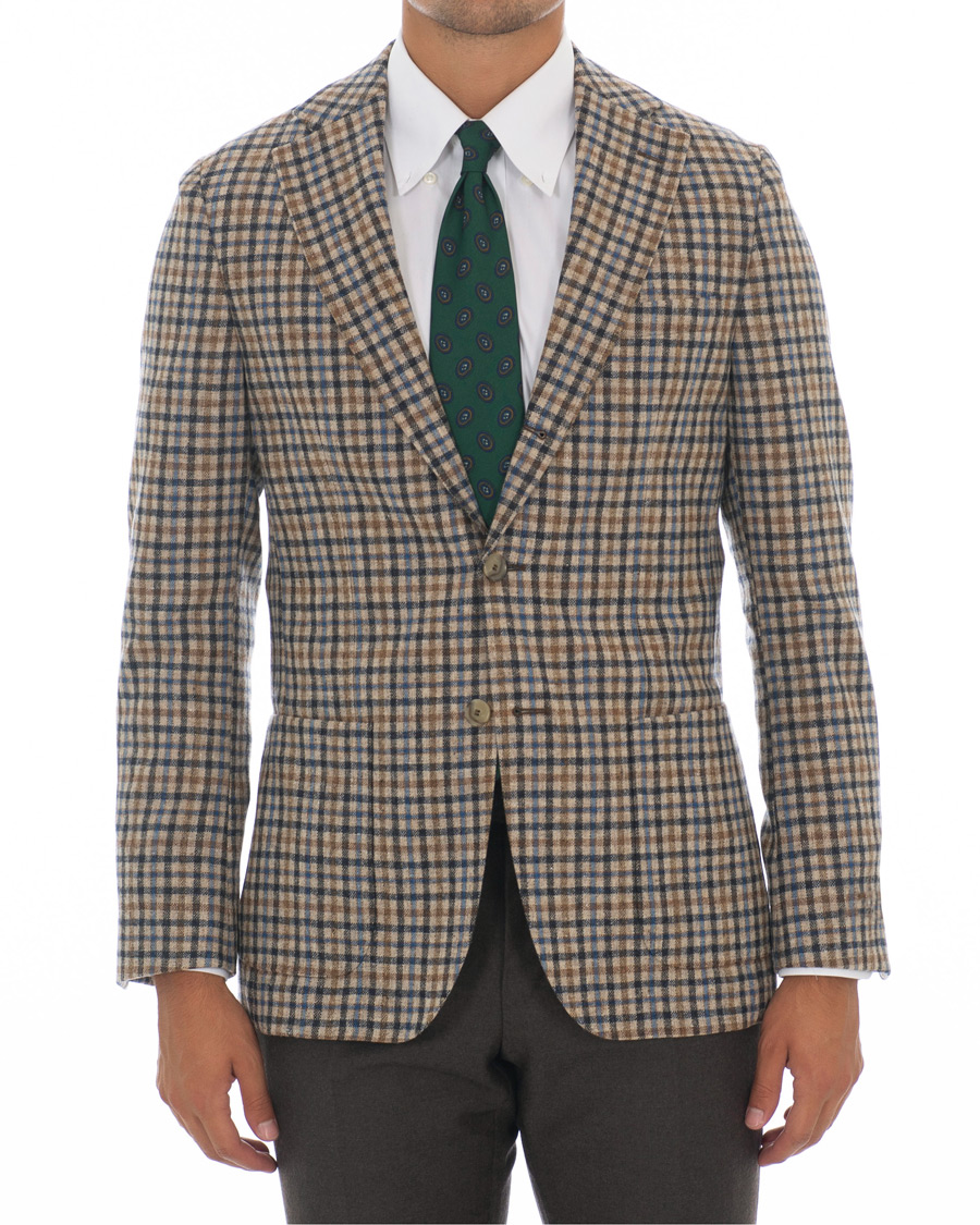 Herre | Dressjakker | Morris Heritage | John Colour Check Wool Blazer Brown