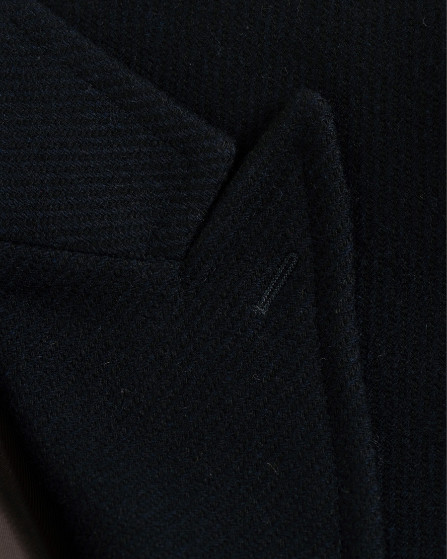 Herre | Jakker | Morris Heritage | Structured Wool Peak Lapel Coat Navy