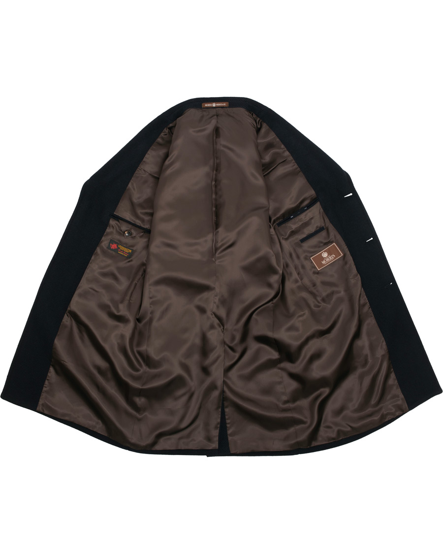 Herre | Jakker | Morris Heritage | Structured Wool Peak Lapel Coat Navy