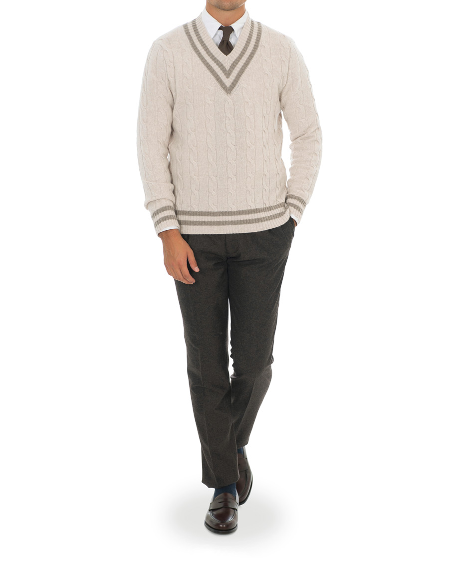 Herre | Gensere | Morris Heritage | Heritage Cricket Cashmere Sweater Off White