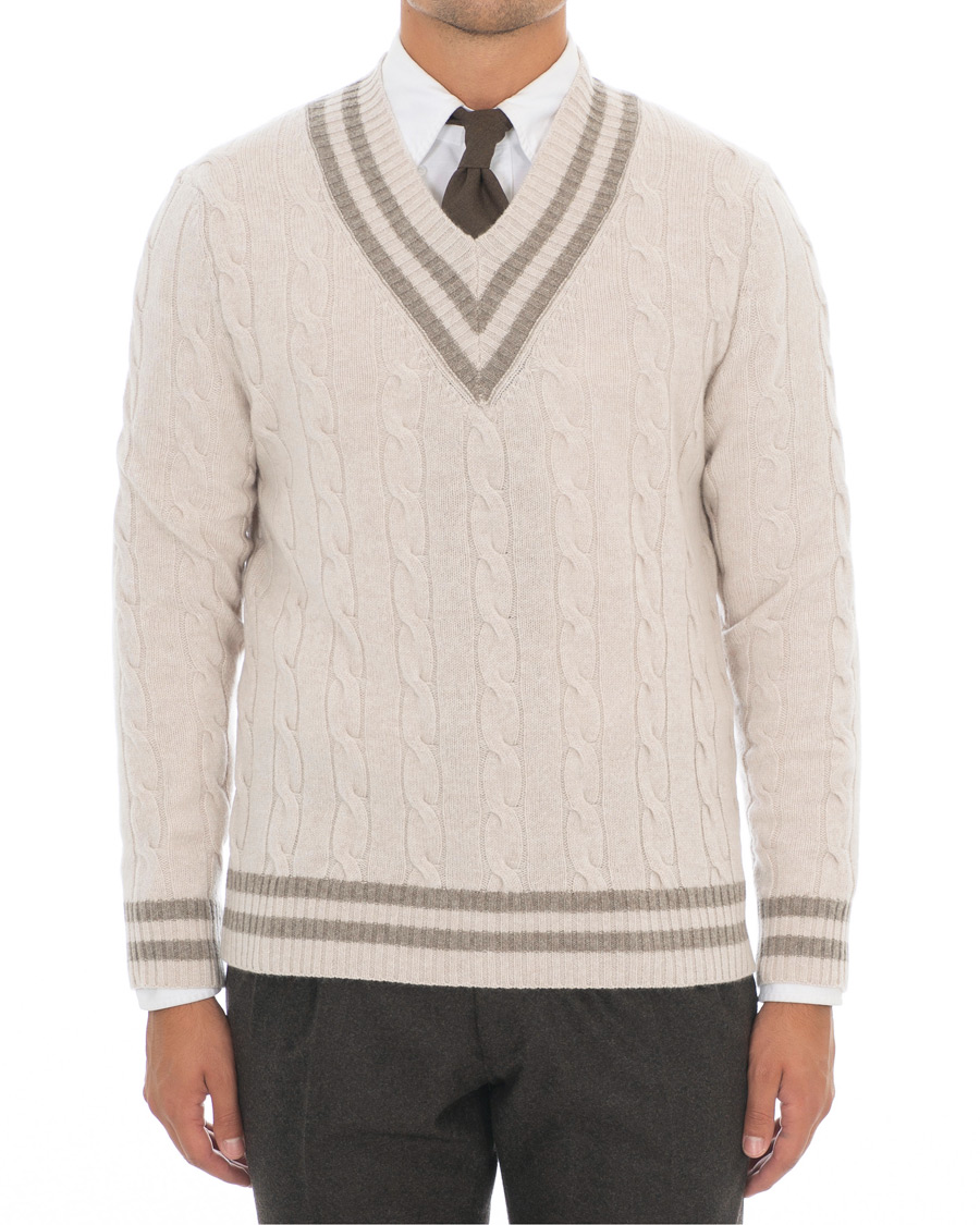 Herre | Gensere | Morris Heritage | Heritage Cricket Cashmere Sweater Off White