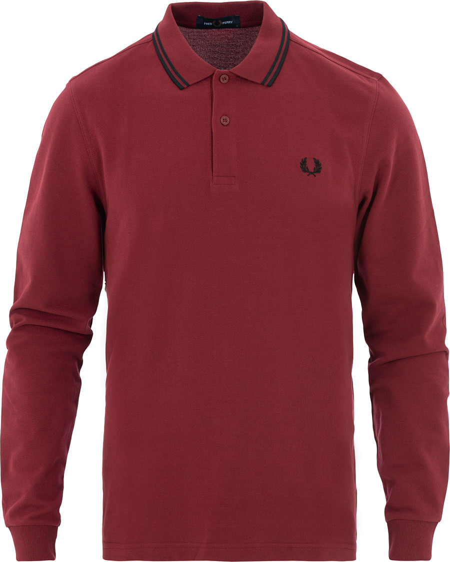 Herre | Gensere | Fred Perry | Slim Fit Long Sleeve Polo Twin Tip Wine Red