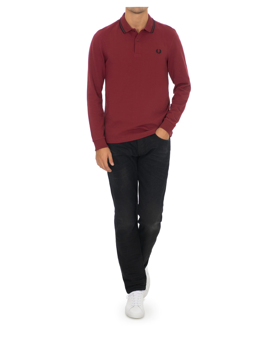 Herre | Gensere | Fred Perry | Slim Fit Long Sleeve Polo Twin Tip Wine Red