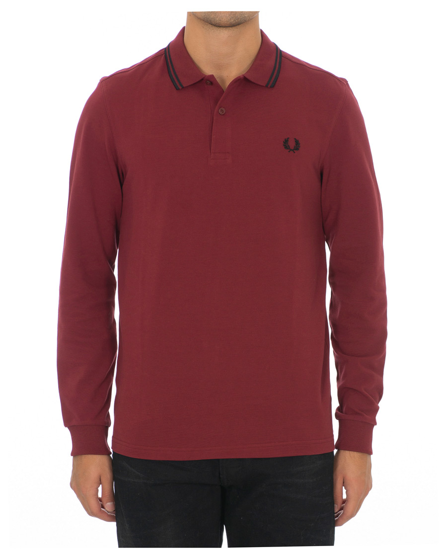 Herre | Gensere | Fred Perry | Slim Fit Long Sleeve Polo Twin Tip Wine Red