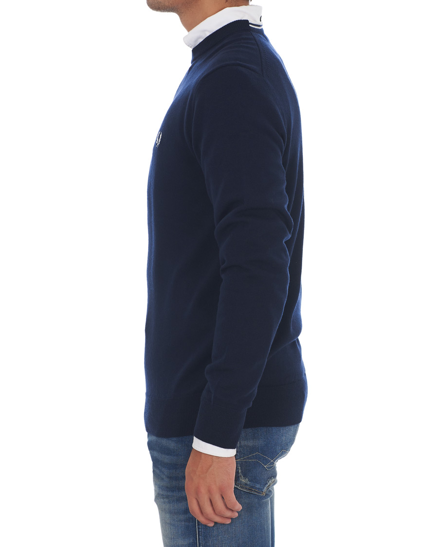 Herre | Gensere | Fred Perry | Merino Wool Crew Neck Pullover Carbon Blue