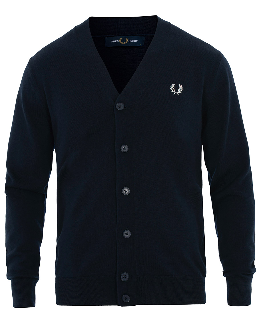Herre | Gensere | Fred Perry | Merino Wool Cardigan Carbon Blue