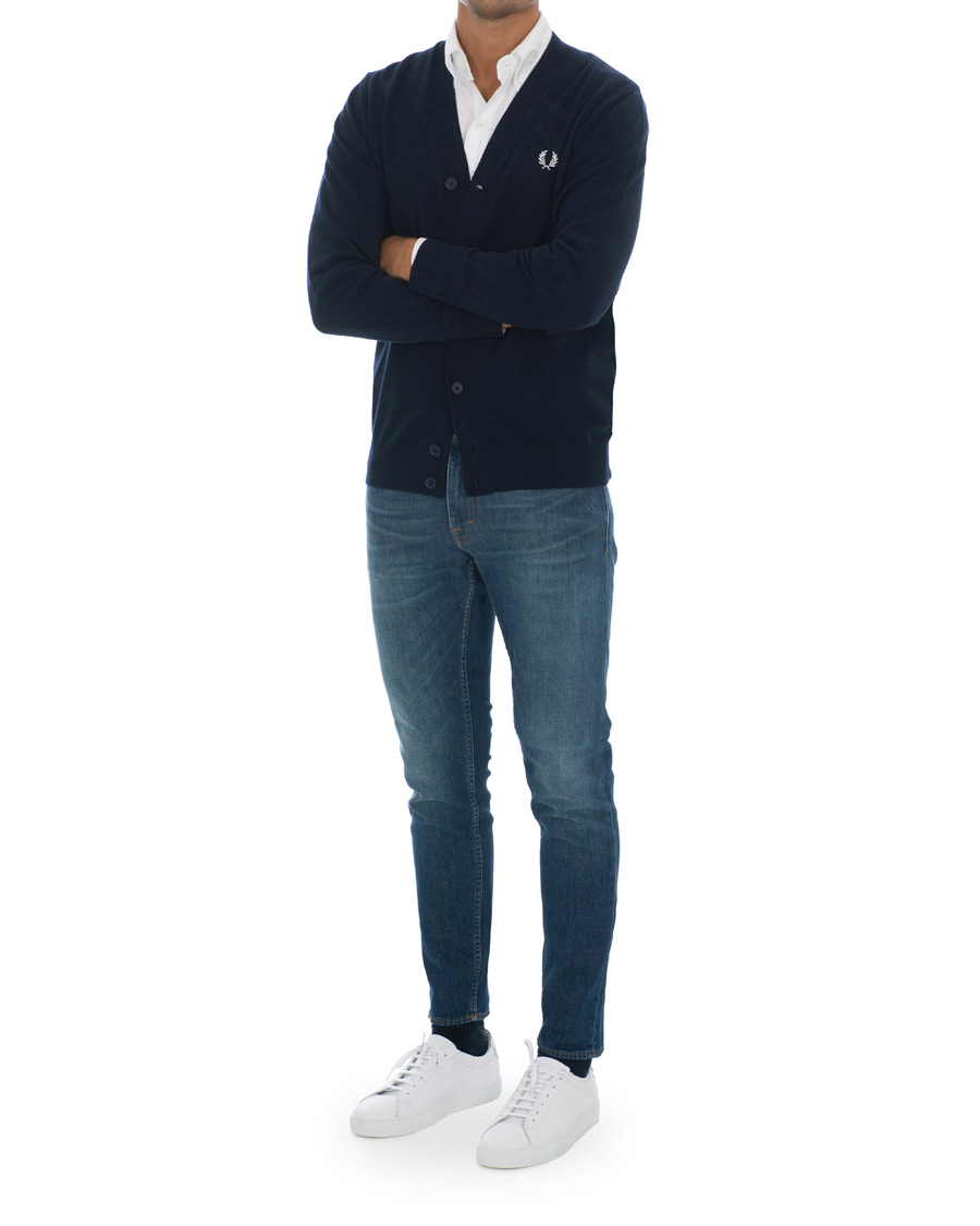 Herre | Gensere | Fred Perry | Merino Wool Cardigan Carbon Blue