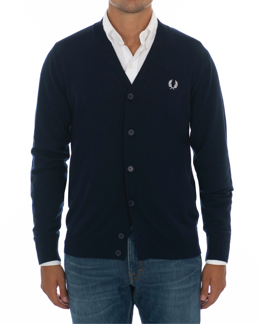 Herre | Gensere | Fred Perry | Merino Wool Cardigan Carbon Blue