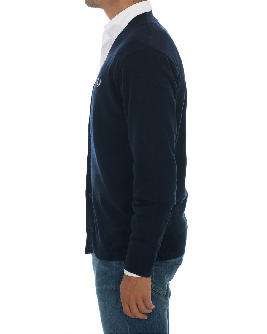 Herre | Gensere | Fred Perry | Merino Wool Cardigan Carbon Blue