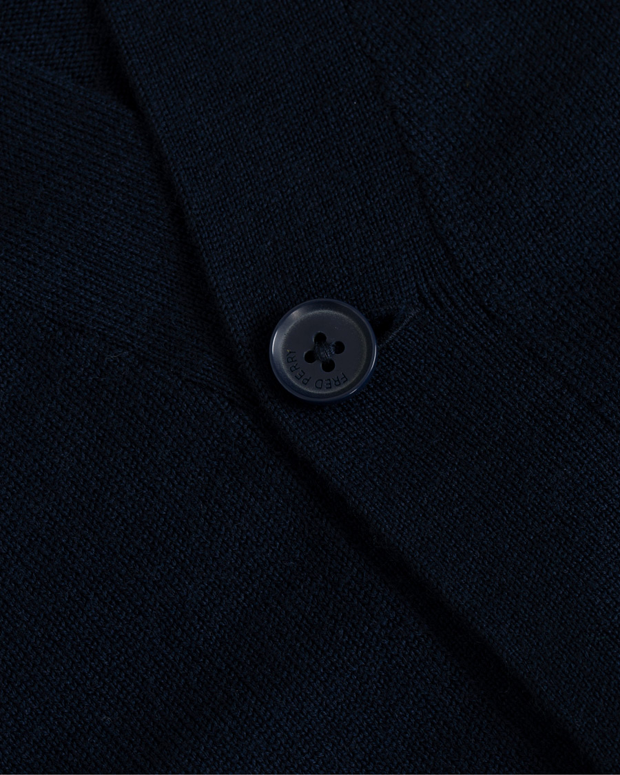 Herre | Gensere | Fred Perry | Merino Wool Cardigan Carbon Blue