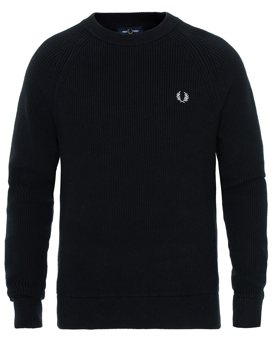 Herre | Gensere | Fred Perry | Ribbed Crew Neck Jumper Black