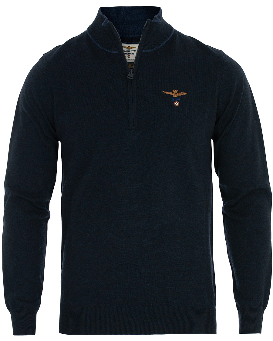 Herre | Gensere | Aeronautica Militare | MA1188 Merino Half Zip Navy