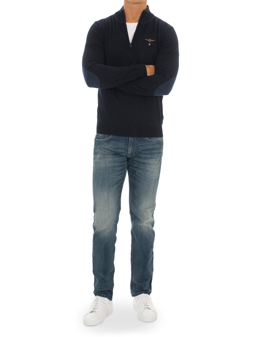 Herre | Gensere | Aeronautica Militare | MA1188 Merino Half Zip Navy