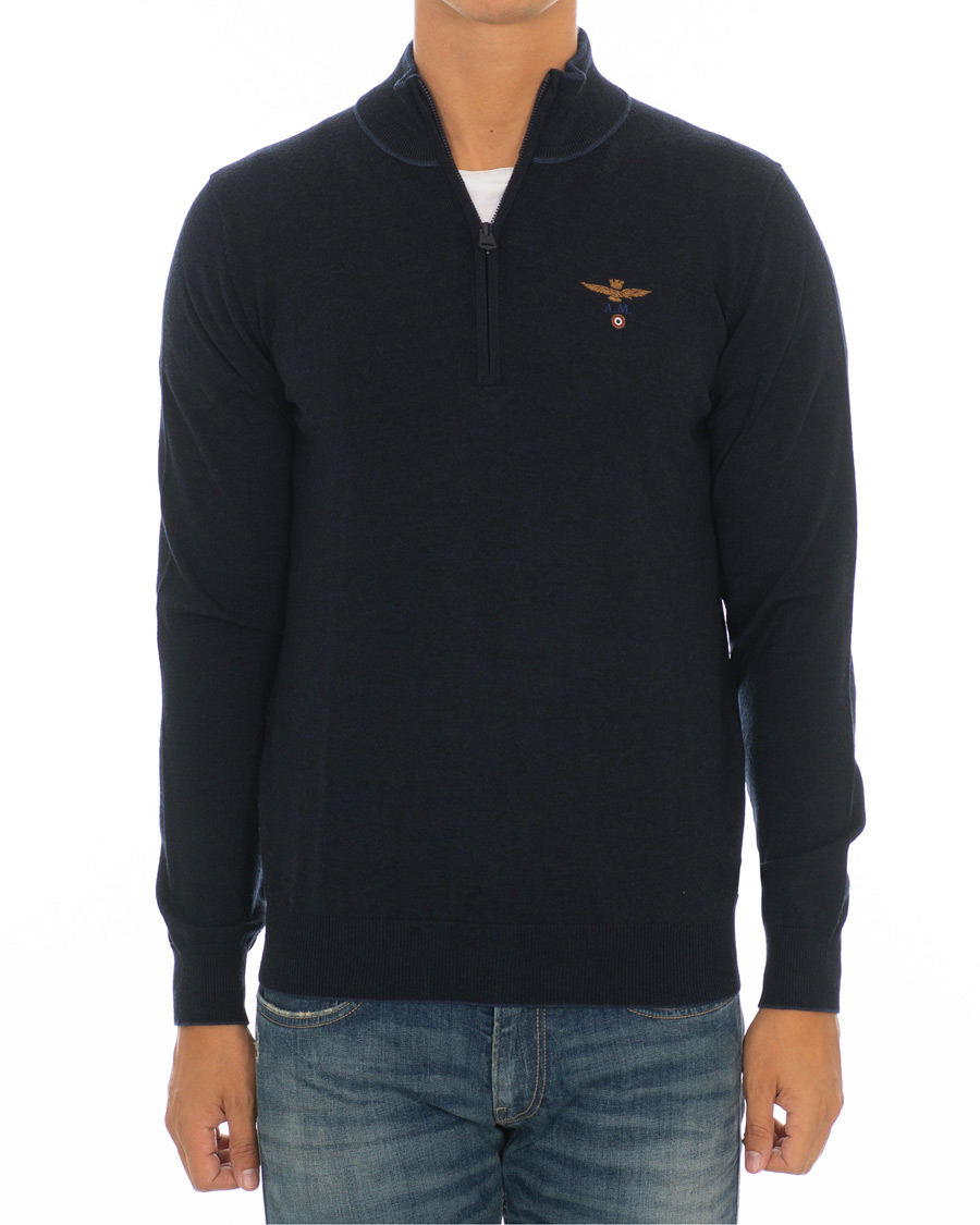 Herre | Gensere | Aeronautica Militare | MA1188 Merino Half Zip Navy