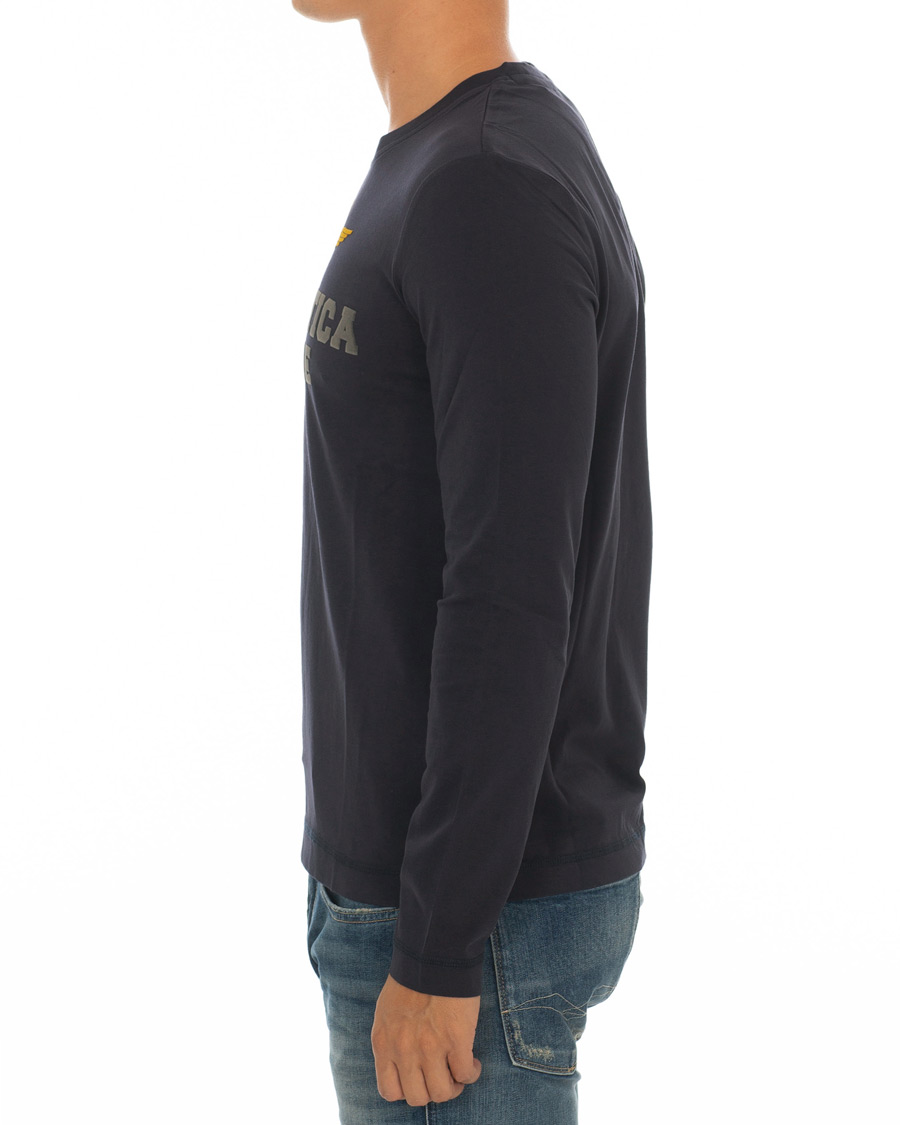 Herre | T-Shirts | Aeronautica Militare | TS1640 Long Sleeve Crew Neck Tee Navy