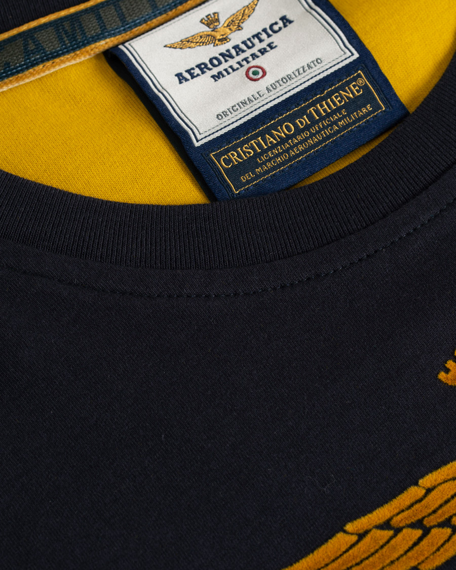 Herre | T-Shirts | Aeronautica Militare | TS1640 Long Sleeve Crew Neck Tee Navy