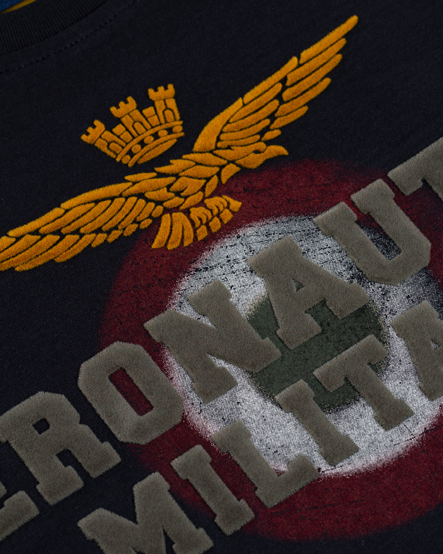 Herre | T-Shirts | Aeronautica Militare | TS1640 Long Sleeve Crew Neck Tee Navy