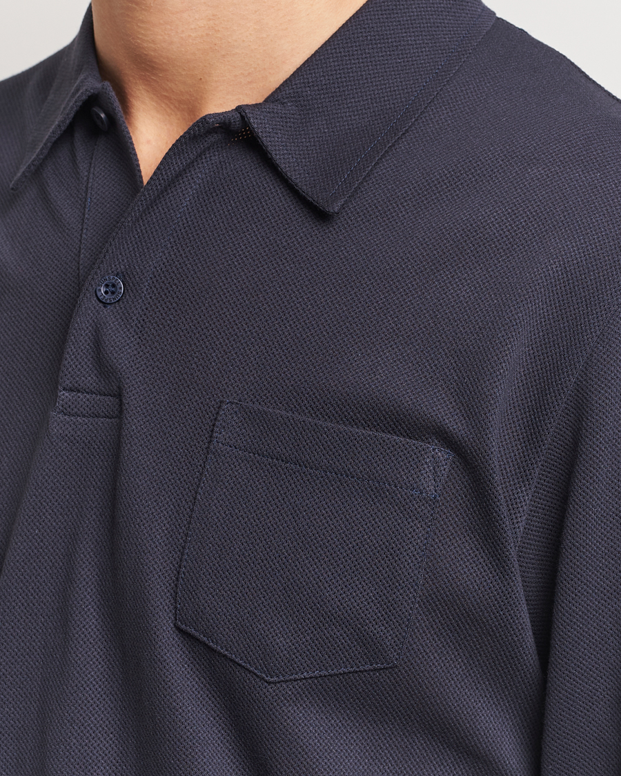 Herre | Pikéer | Sunspel | Long Sleeve Riviera Polo Shirt Navy