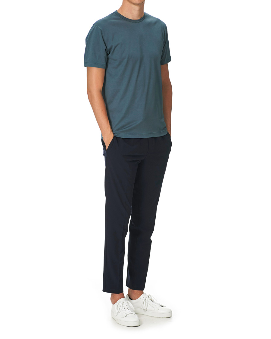 Herre | T-Shirts | Sunspel | Crew Neck Cotton Tee Dark Petrol