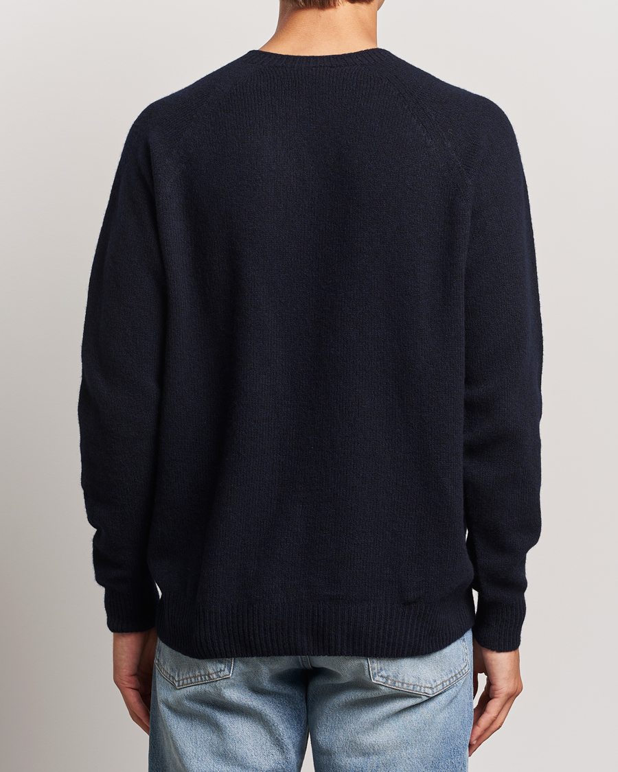 Herre | Gensere | Sunspel | Lambswool Crewneck Dark Navy Moiline