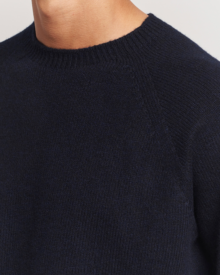 Herre | Gensere | Sunspel | Lambswool Crewneck Dark Navy Moiline