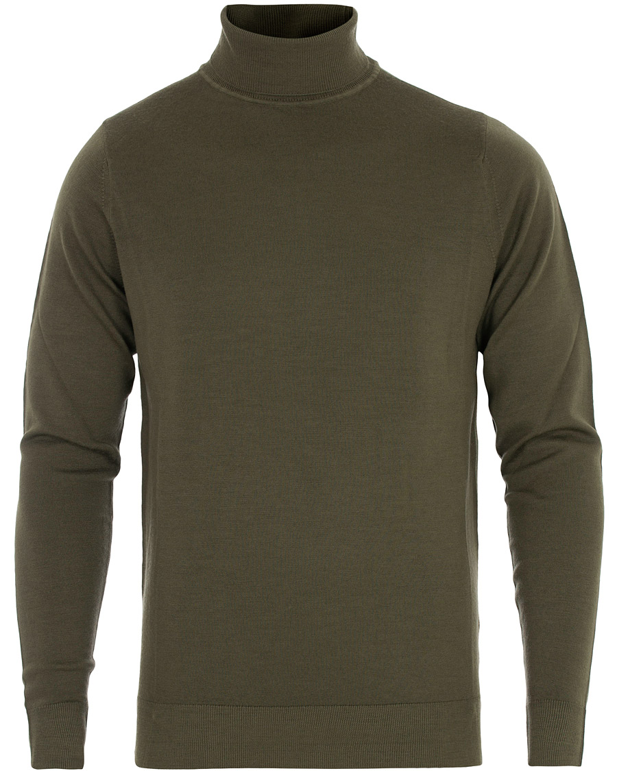 Herre | Gensere | Sunspel | Merino Wool Rollneck Military Green