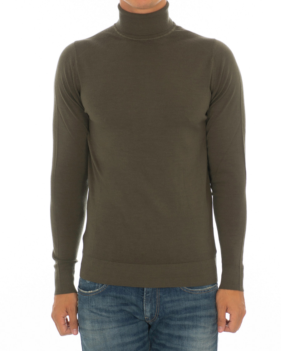 Herre | Gensere | Sunspel | Merino Wool Rollneck Military Green