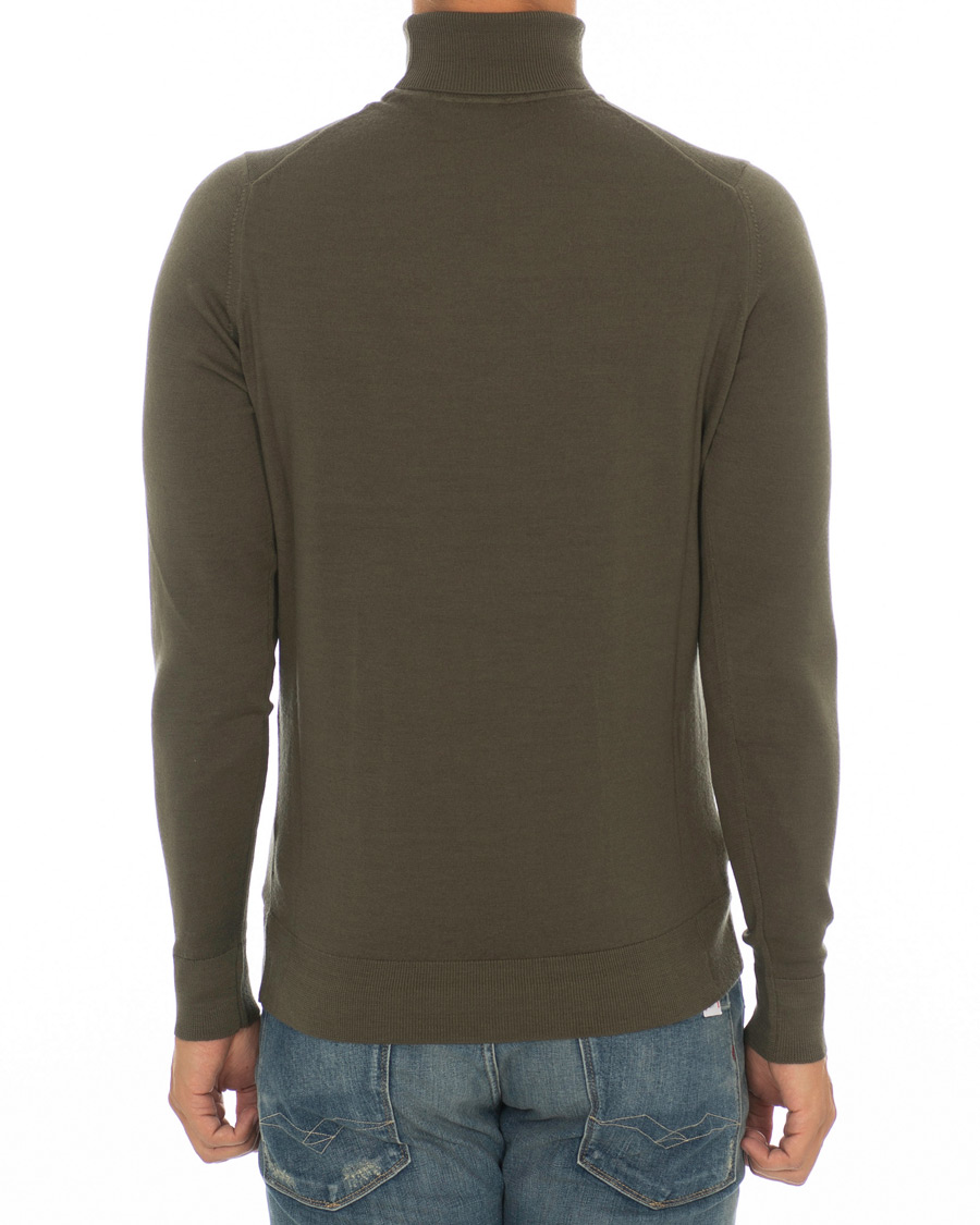 Herre | Gensere | Sunspel | Merino Wool Rollneck Military Green